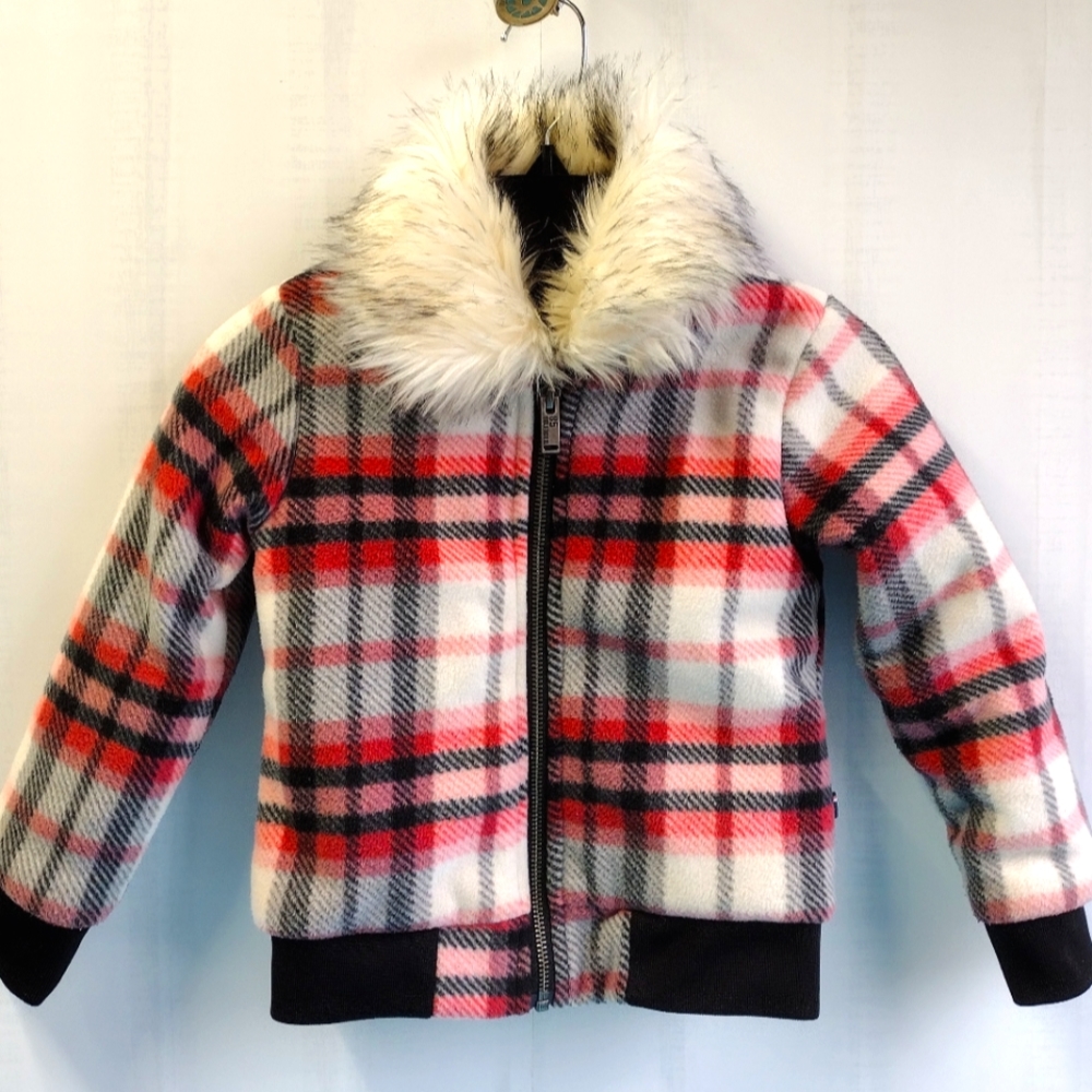 Tommy Hilfiger Girl's Fleece Jacket Lined Faux Fur Collar - Size 5